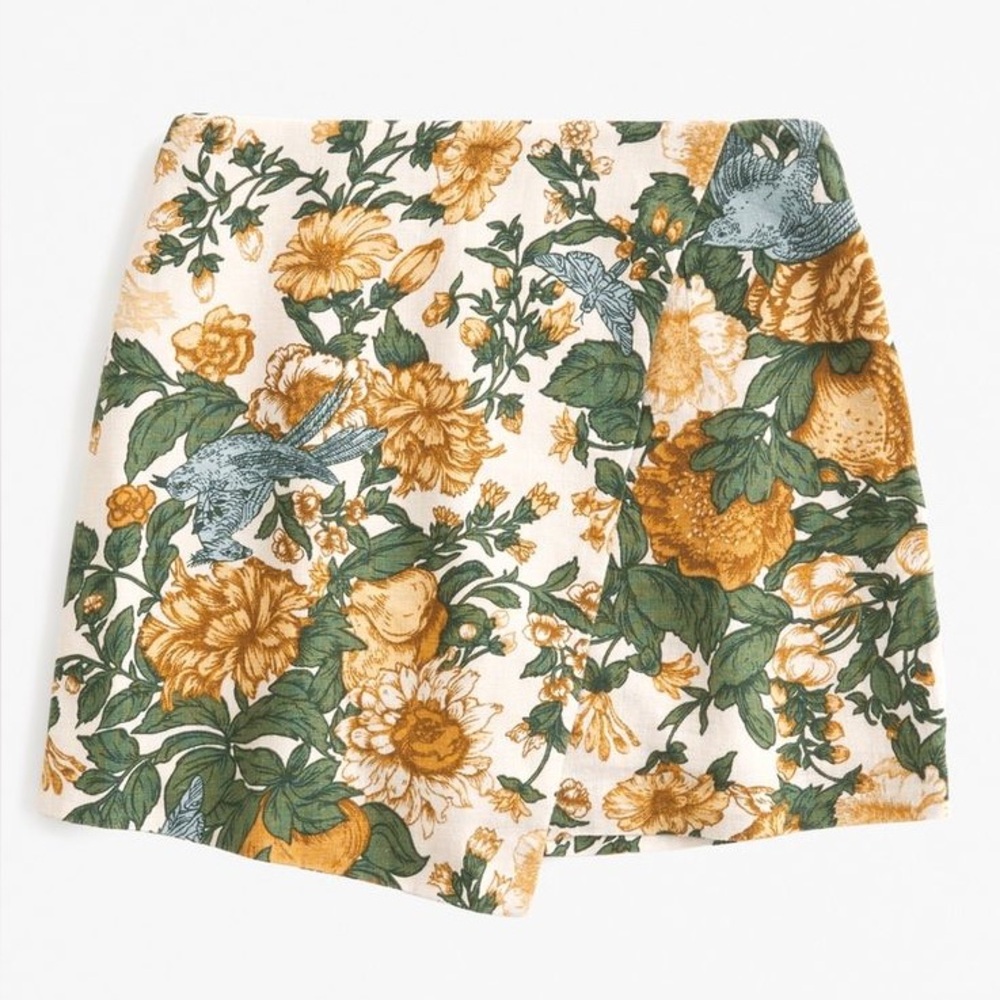 A&F Scarlett Linen-Blend Wrap Mini Skort